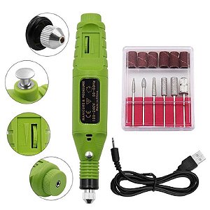 Kit de Ferramentas Rotativas de Velocidade Mini USB para Esmerilhamento Elétrico Broca com Caneta para Gravura e Polimento
