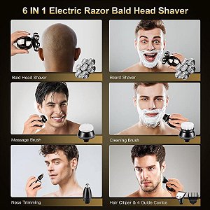 Barbeador Masculino Elétrico Masculino USB LCD Impermeável 7D Cabeça Flutuante Preto com Cinza