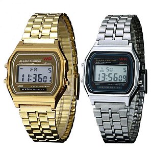 Relógios com Cronômetro e Alarme Digital de aço inoxidável Unissex