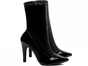 Bota Feminina TORRICELLA Preto Bico Fino Verniz Stretch