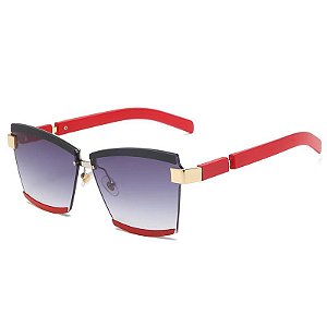 Óculos de Sol Feminino de Luxo Square UV400 Vintage Vermelho