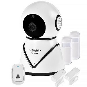 Câmera IP Roadstar Smart Home Kit RS-1000SH com Wi-Fi e Visão Noturna e Sirene RS-01 Branco