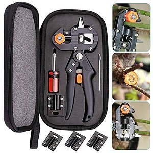 Kit de Ferramenta para Corte e Enxerto Jardim com 03 Lâminas Bolsa Preto
