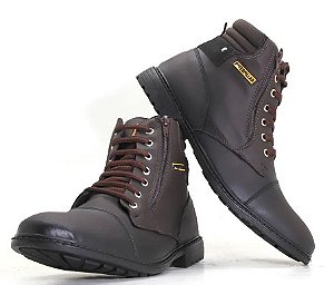 Bota Masculina CAT Caterpillar Coturno Cano Médio Social Casual Café