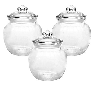 Jogo de Porta Mantimentos em Vidro 620ml 03 peças CASA AMBIENTE