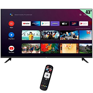 Smart TV LED 43" MK43FSAF Full HD Android TV Wi-Fi e Bluetooth Preto MTEK