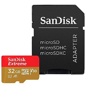 Cartão de Memória Micro SD de 32GB SANDISK Extreme SDSQXAF-032G-GN6AA Vermelho com Dourado