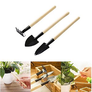 Ferramentas para Jardinagem Vaso de Planta Plantio com 03 Peças Preto