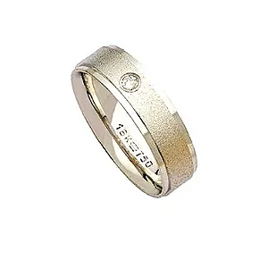 Aliança Anatômica de Ouro Branco 18k 750 com 1 Brilhante de 6.00 Pontos Largura 6.00mm Altura 1.50mm