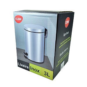 Lixeira CLINK de Inox com Pedal e Balde de 03 Litros Prata