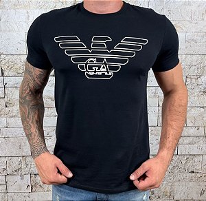 Camiseta Masculina ARMANI Preto Clássica