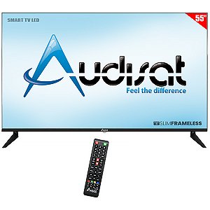 Smart TV LED 55" AUDISAT AD-55 4K Ultra HD Android TV Wi-Fi com Conversor Digital Preto