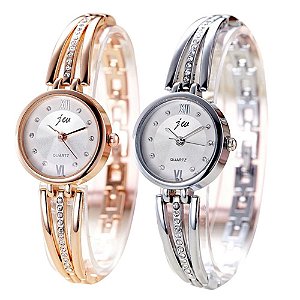 Relógio Feminino Top Luxo Rhinestone Watch em Aço Inoxidável Quartzo