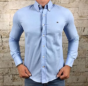 Camisa Masculina TH Manga Longa Azul