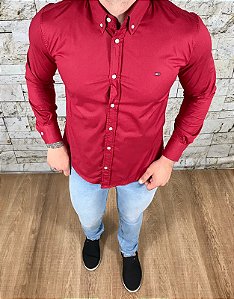 Camisa Masculina TH Manga Longa Vermelho