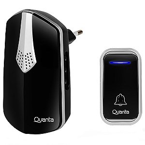 Campainha sem Fio QUANTA com 38 Melodias Bivolt Preto com Prata