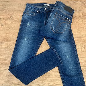 Calça Masculina Jeans CK Azul Skinny Desfiada