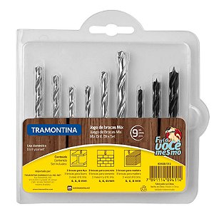Jogo de Brocas para Concreto/Metal/Madeira de 05 a 08mm com 09 Peças TRAMONTINA