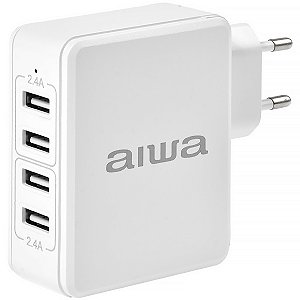 Adaptador de Tomada AIWA 04 USB de 24 Watts Branco