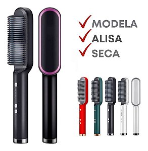 Escova Profissional Pente Alisadora 03 Em 01 Bivolt Preto