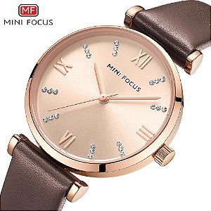 Relógio MINI FOCUS oara Negócios Elegante Impermeável com Pulseira de Couro