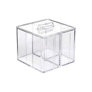Organizador com Tampa 11,2x11,2x11cm em Cristal com 03 Divisões DELLO