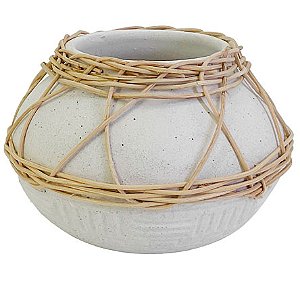 Vaso em Dolomita Redondo ENTRECASA Off White 13x10 cm