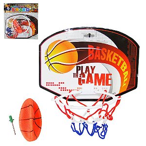 Jogo de Basquete Kit com 04 Peças Tabela + Aro + Bola Infantil