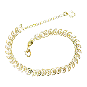 Pulseira com Elos em Forma de Folhas Folheada - Ouro/Prata