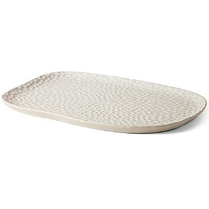 Bandeja de Cerâmica com Ondulações 32x23cm Branco MART