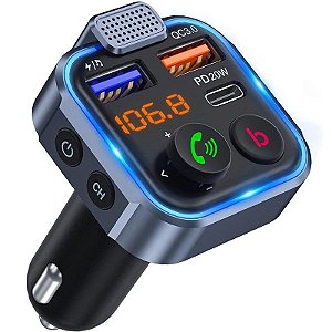 Carregador Automotivo 2023 sem Fio Bluetooth 5.0 Radio Car Kit Mãos Livres Chamada Mp3 Player Receiver V5.0 Conexão Ultra-segura entre o Telefone e o Adaptador