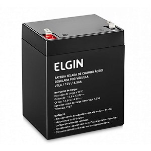 Bateria Selada ELGIN para Alarmes e No-Breaks 4,5 Ah 12 Volts