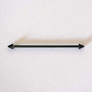 Piercing Transversal Spike Megabell Orelha Aço Cirurgico Black Line 1,2mm x 36mm