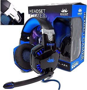 Fone de Ouvido Gamer KP-455A Headset com Led e Microfone KNUP