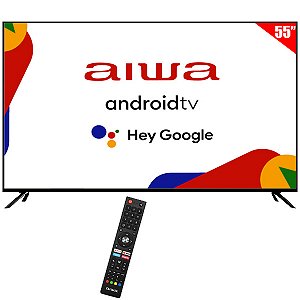 Smart TV LED 55 AIWA 4K Ultra HD Android Google TV Wi-Fi / Bluetooth com Conversor Digital