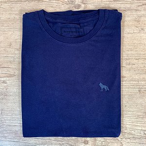 Camiseta Masculina ACT Azul Logo Lobo Cinza