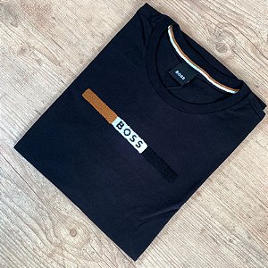 Camiseta Masculina HB Preto com Logo Laranja e Branco
