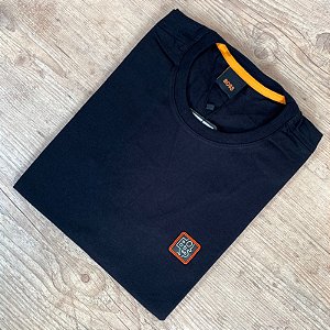 Camiseta Masculina HB Preto com Logo Quadrado Laranja