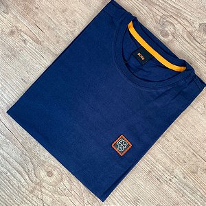 Camiseta Masculina HB Azul com Logo Quadrado Laranja