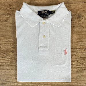 Polo Masculina PRL Branco Logo Vermelho