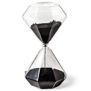 Ampulheta de Vidro MART Hexagonal Areia Preta 15 Minutos 07x16 cm