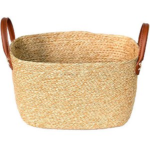 Cesto de Fibra Natural PARAMOUNT Retangular com Alça Mocca 31x21 cm