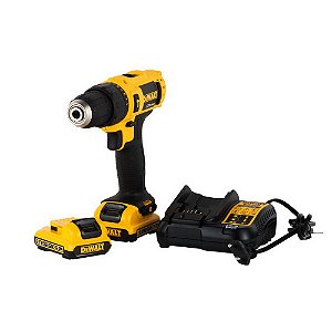 Parafusadeira e Furadeira com Impacto DEWALT à Bateria 12 Volts 3/8" 10mm com Bolsa 02 Baterias Max e Carregador Amarelo