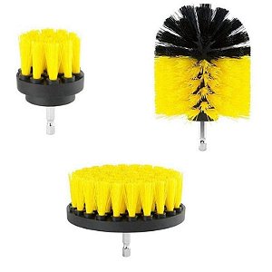 Conjunto com 03 Peças de Escovas de Nylon para Pneus Automotivo