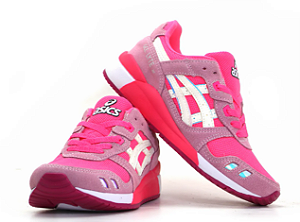 Tênis Feminino ASICS Gel Lyte III Rosa Chiclete Rosê Detalhes Branco