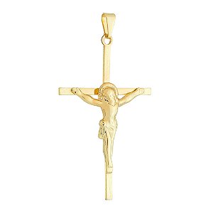 Crucifixo de 5cm com Detalhes em Alto Relevo - Folheado a Ouro/Folheado a Prata