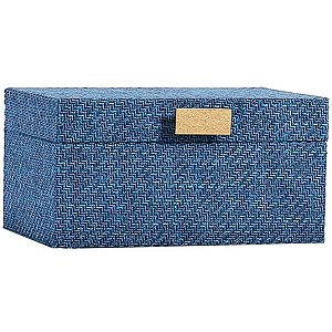 Caixa em MDF ENTRECASA Retangular Revestida em Canvas com 24x15 cm Azul