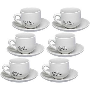 Jogo de Xícaras de Porcelana ETILUX para Café Manhattan Falling com 12 Peças 80 ml