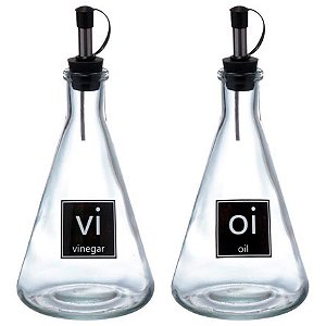 Galheteiro de Vidro Azeiteiro e Vinagreiro ETILUX Manhattan com 02 Peças 250 ml
