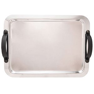 Bandeja de Inox ROJEMAC Manhattan com Alça 40x30x05 cm Preto Fosco